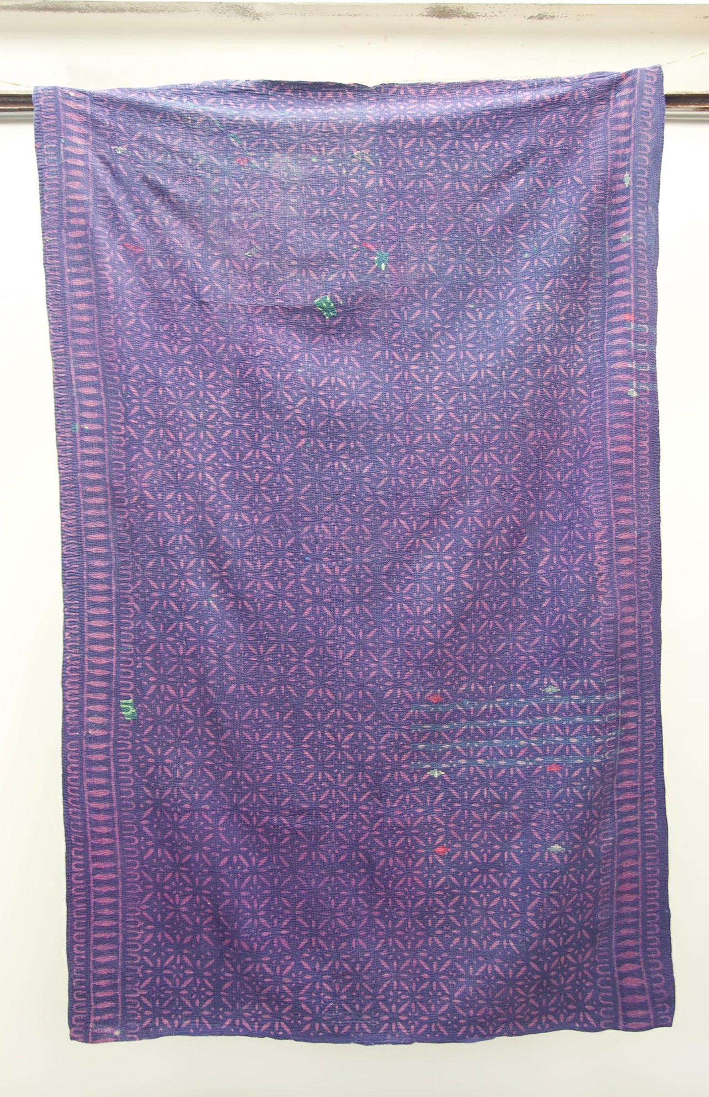 Vintage Blockprint Kantha Stitch Blanket