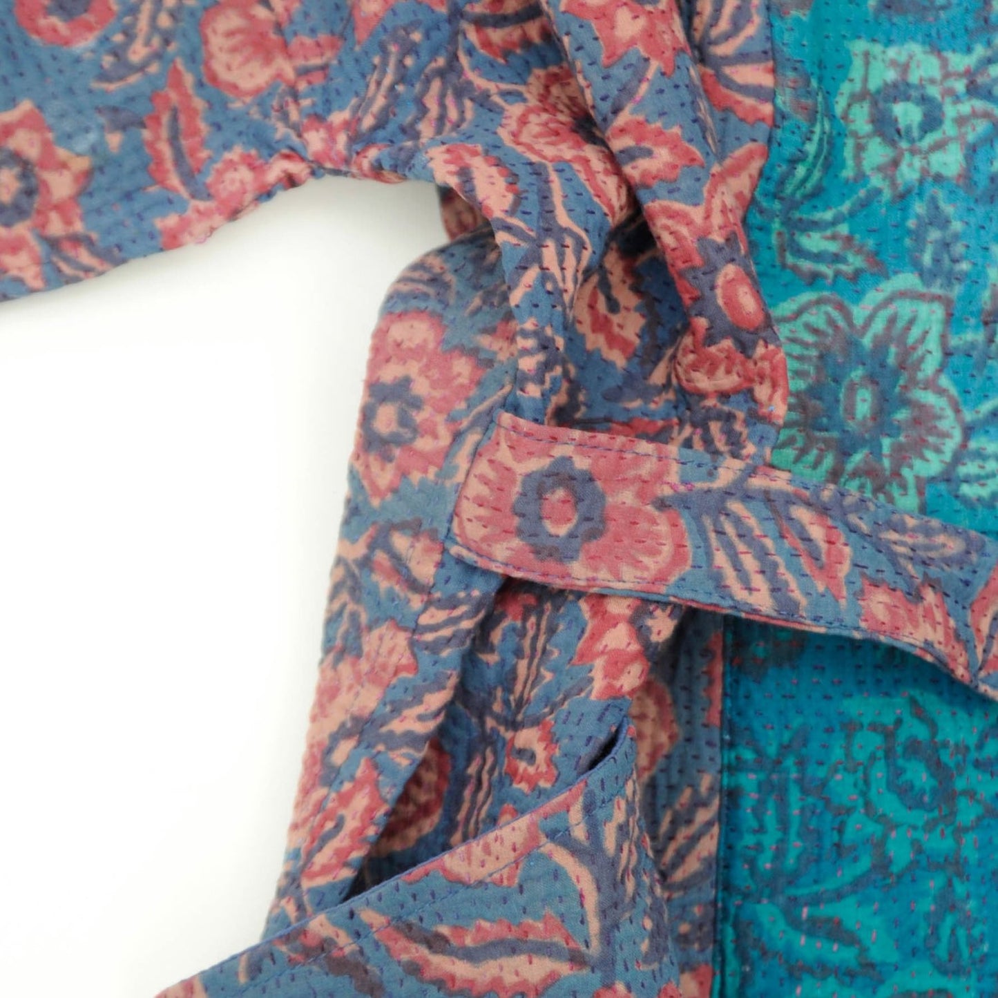 Kantha midlength blockprint Kimono jacket