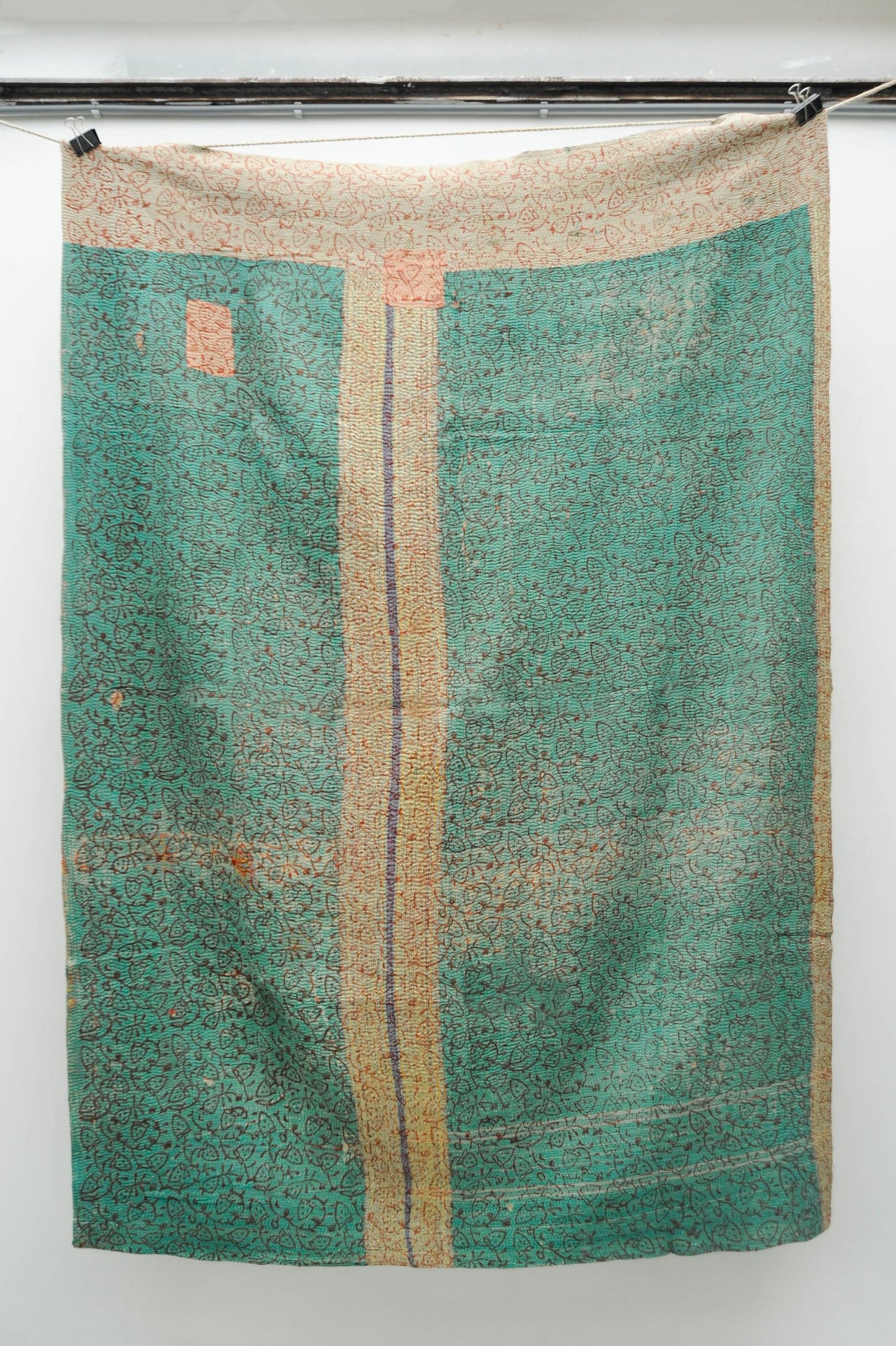 Vintage Blockprint Kantha Stitch Blanket