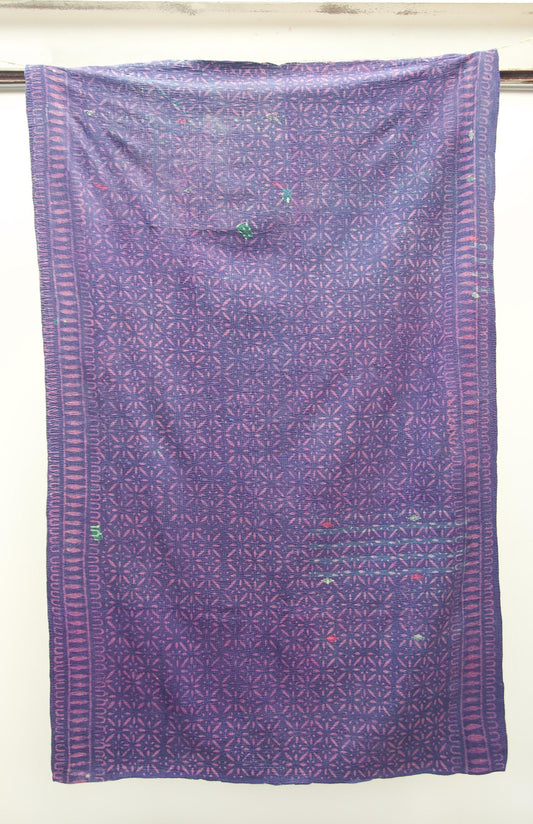 Vintage Blockprint Kantha Stitch Blanket