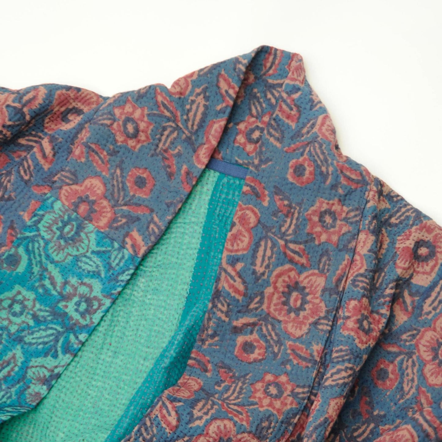 Kantha midlength blockprint Kimono jacket