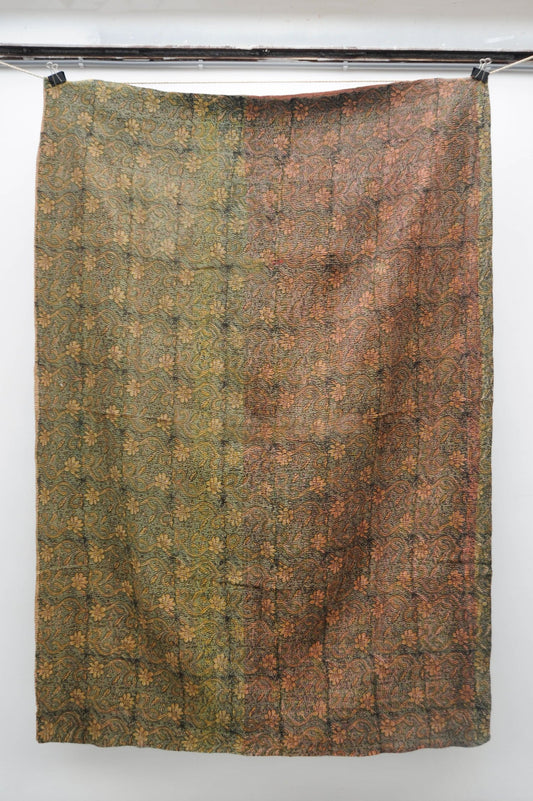 Vintage Blockprint Kantha Stitch Blanket