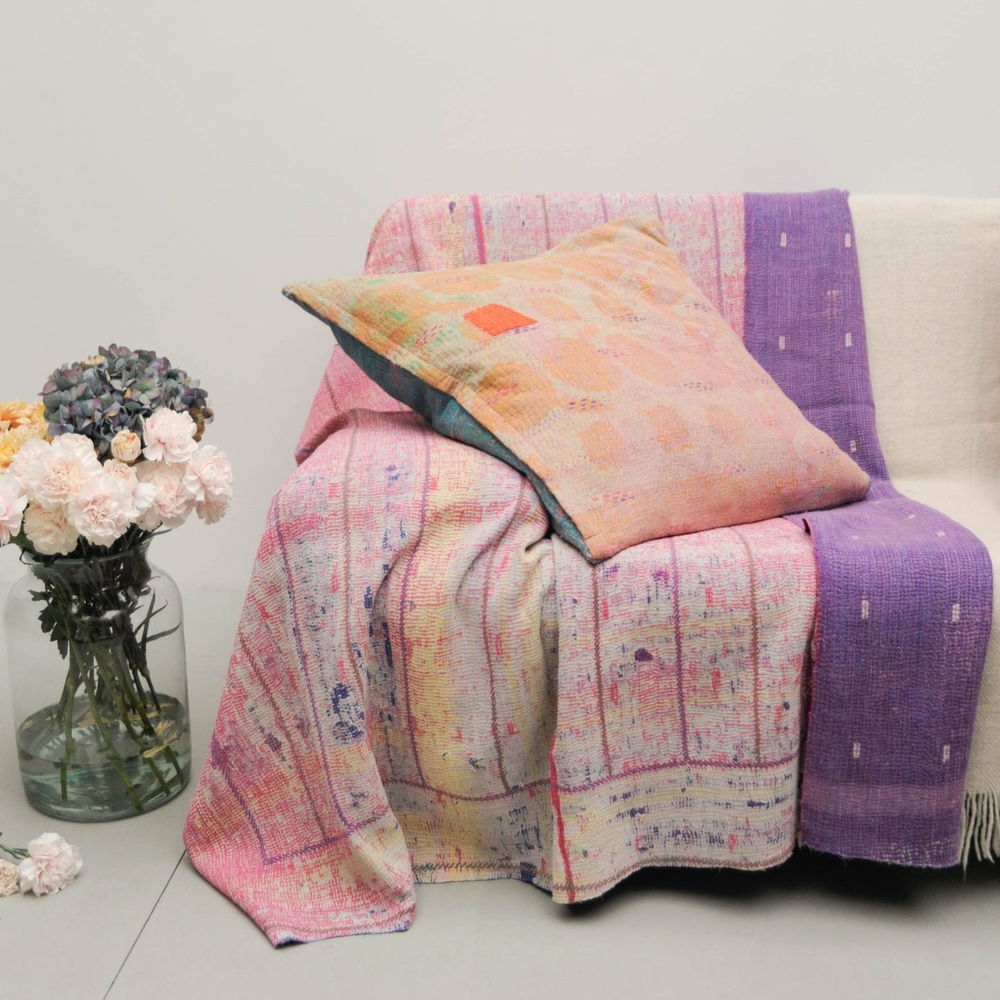 Vintage Kantha Stitch Blanket